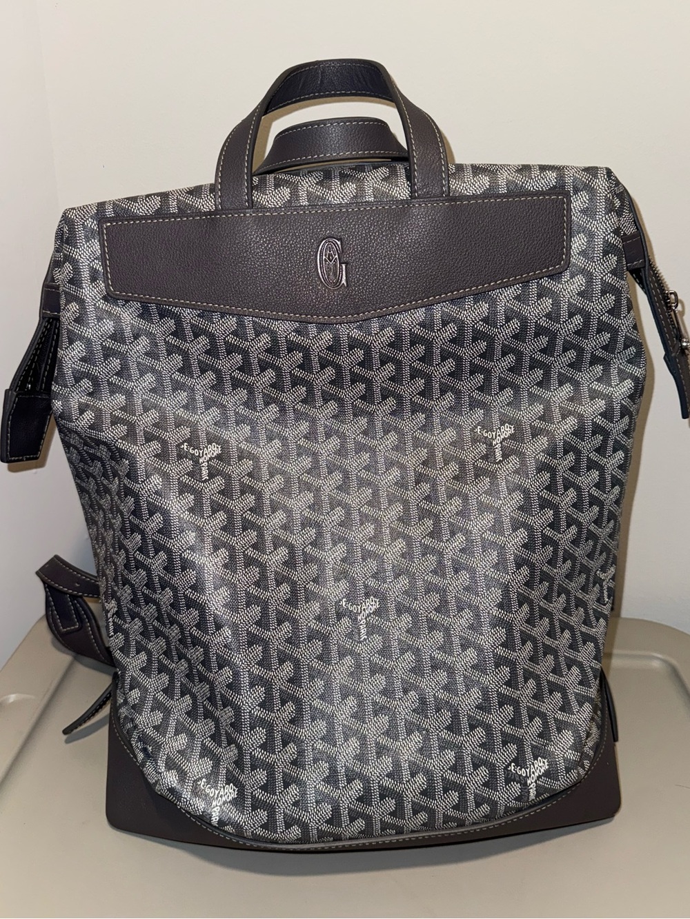 Goyard Black and Gray Chevron Print Backpack